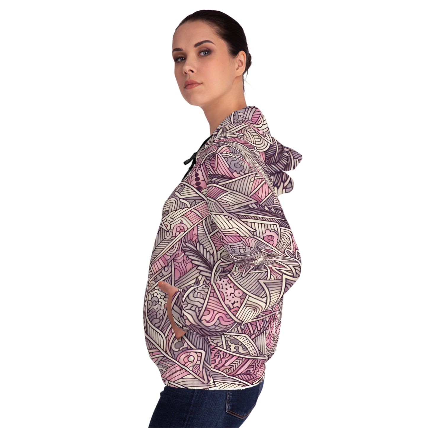 Trendy Female Camo Hoodie with Floral Elements