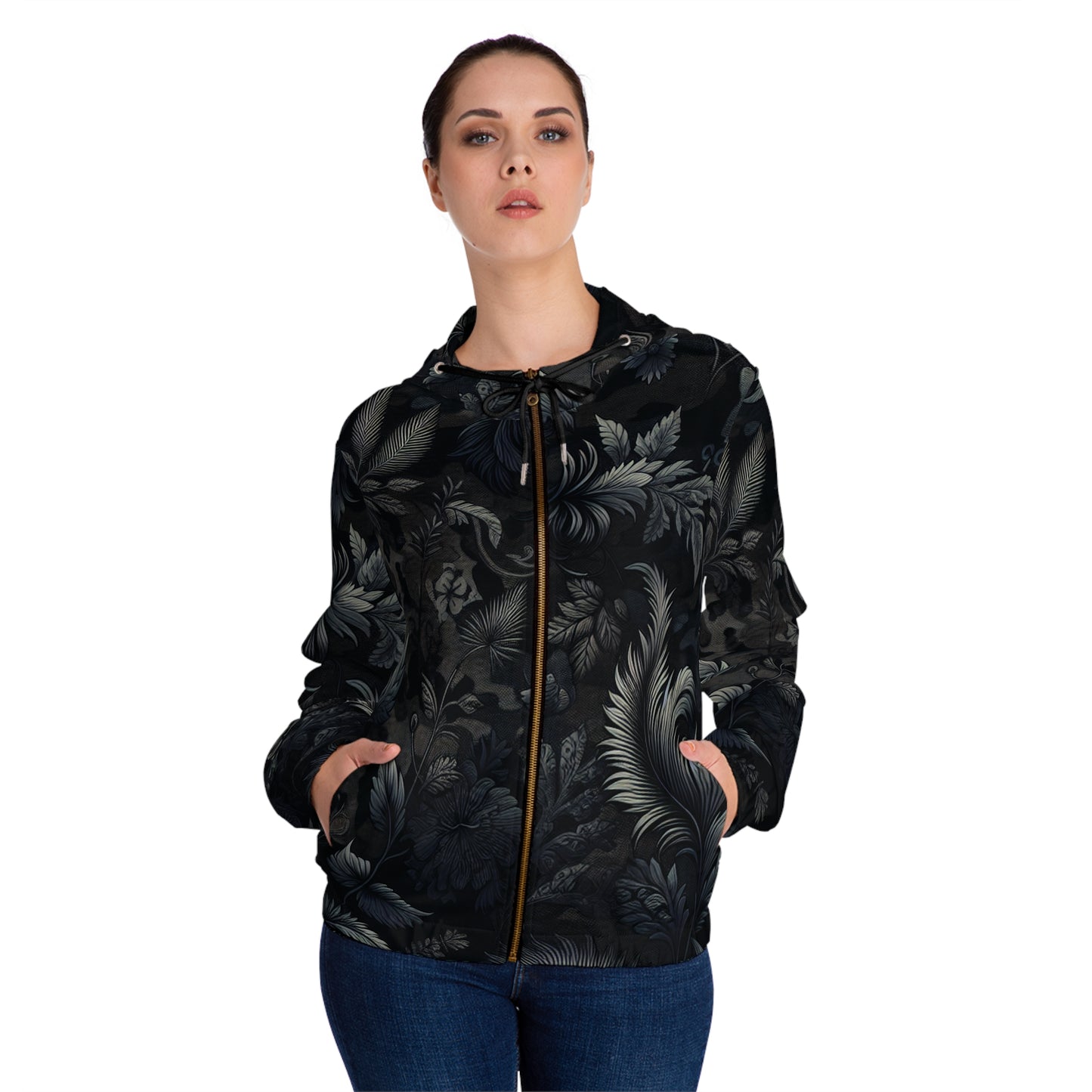 Midnight Floral Elegance Hoodie for Women