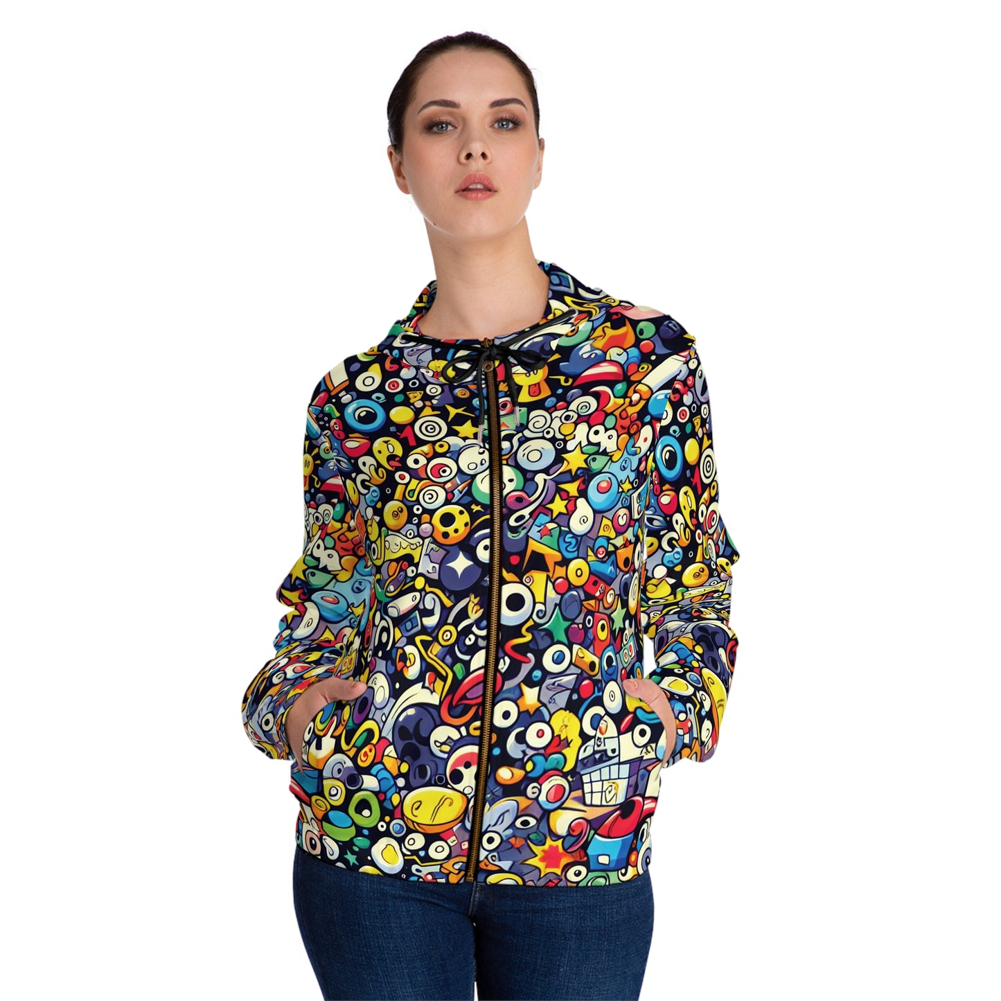 Whimsical Cartoon Chaos Hoodie for Women