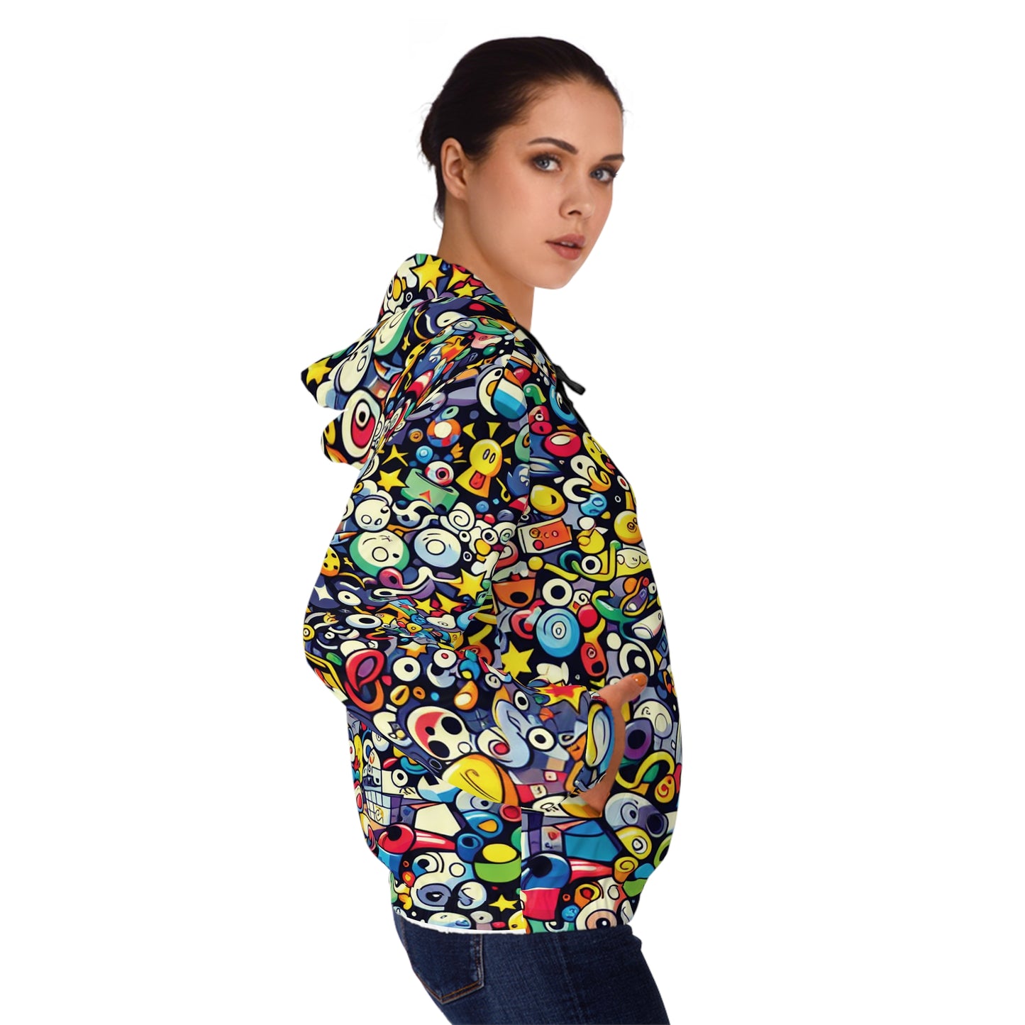 Whimsical Cartoon Chaos Hoodie for Women