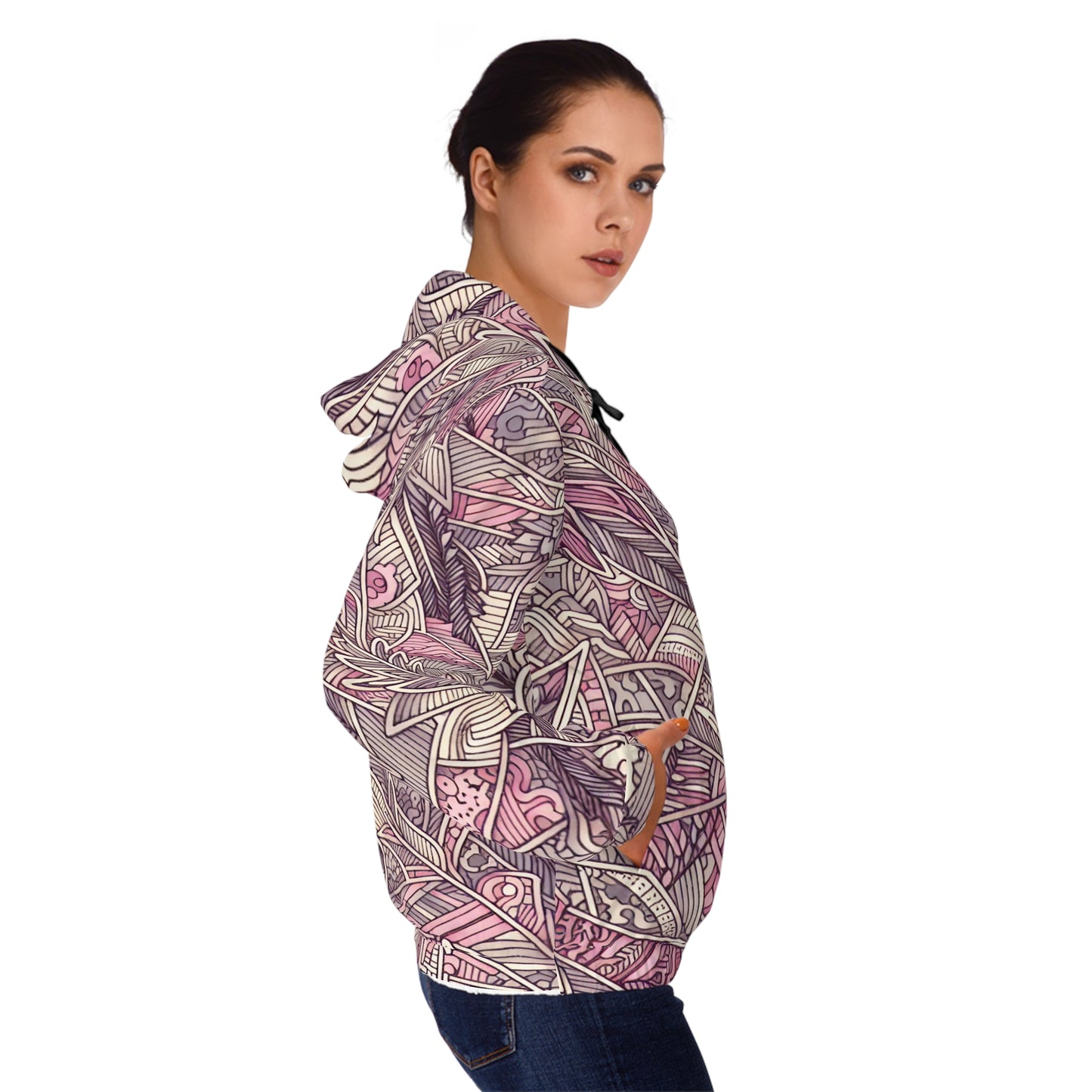 Trendy Female Camo Hoodie with Floral Elements