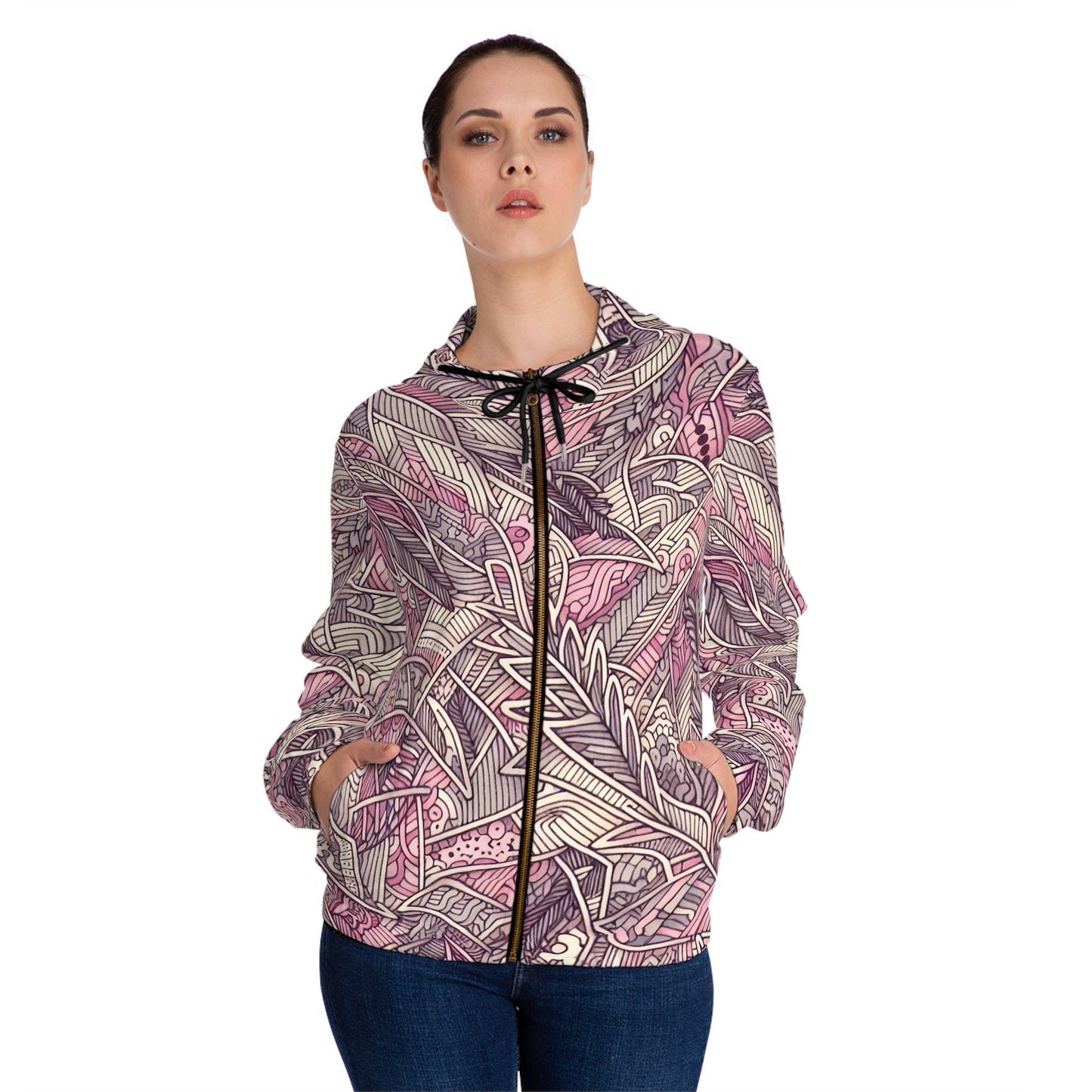 Trendy Female Camo Hoodie with Floral Elements