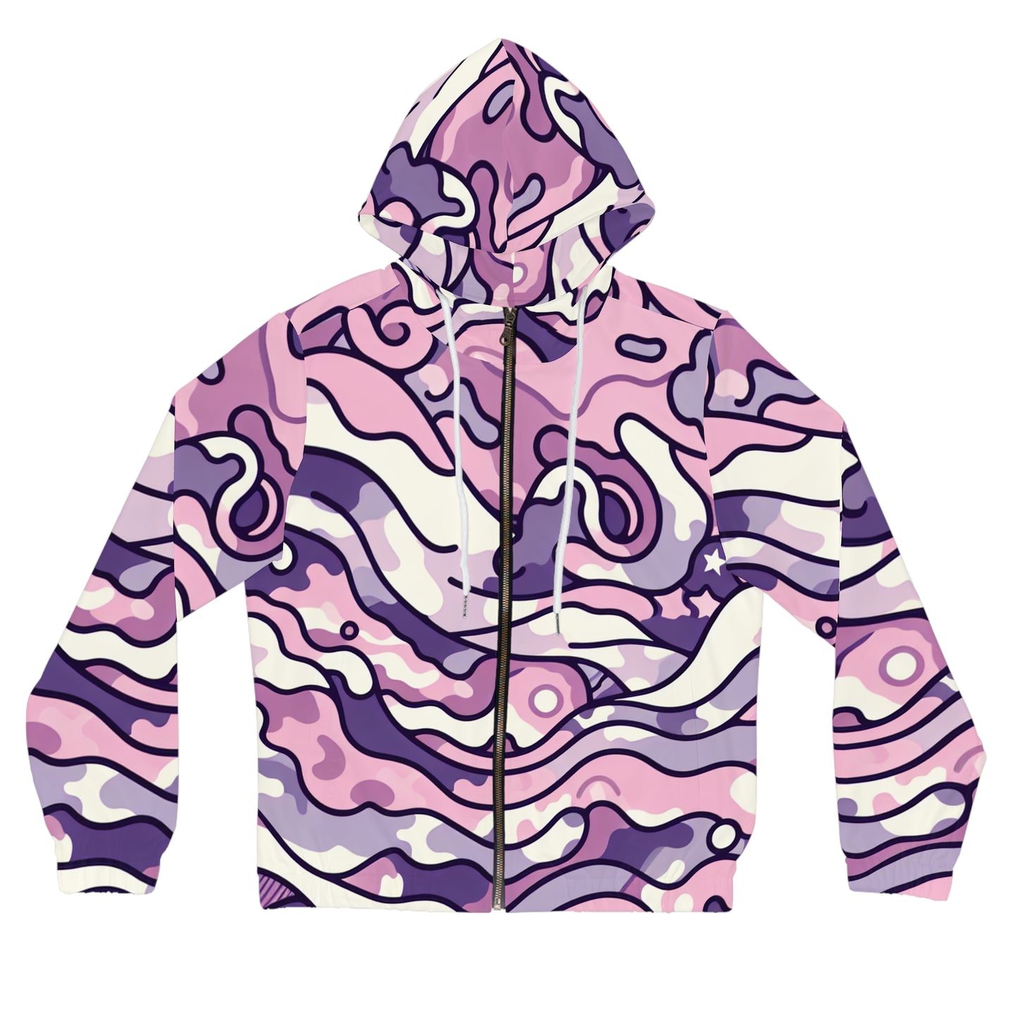 Stylish Women's Wave Camo Hoodie in Pink and Purple